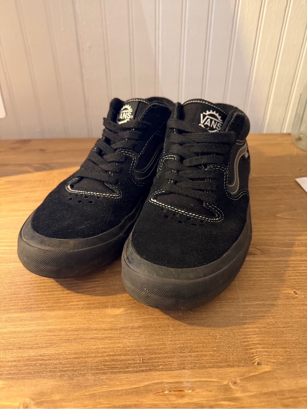 Vans Black Suede Sneakers with Red Accents